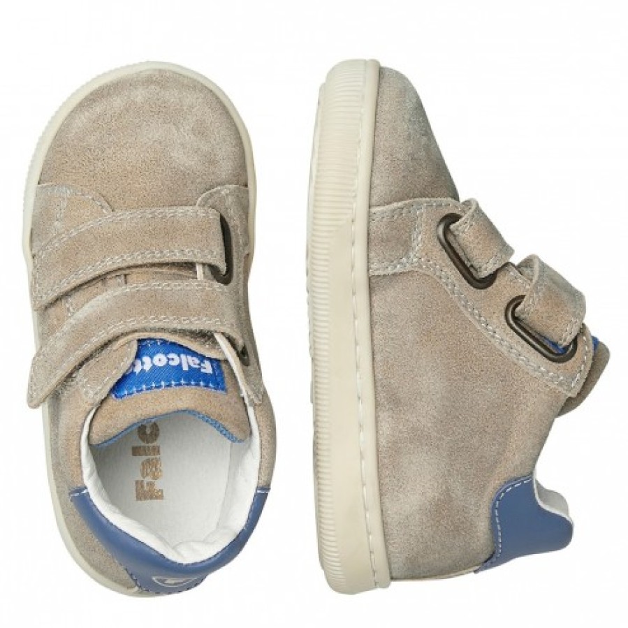 Boy FALCOTTO | Falcotto Kiner Vl - Leather And Suede Sneakers - Dove Grey-Light Blue