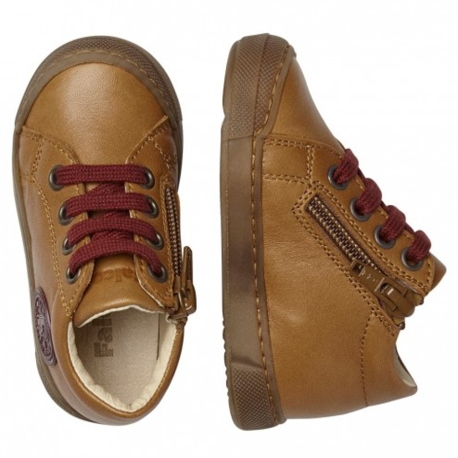 Boy FALCOTTO | Falcotto Alstro Zip - Leather Sneakers - Cognac