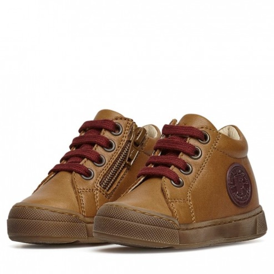 Boy FALCOTTO | Falcotto Alstro Zip - Leather Sneakers - Cognac