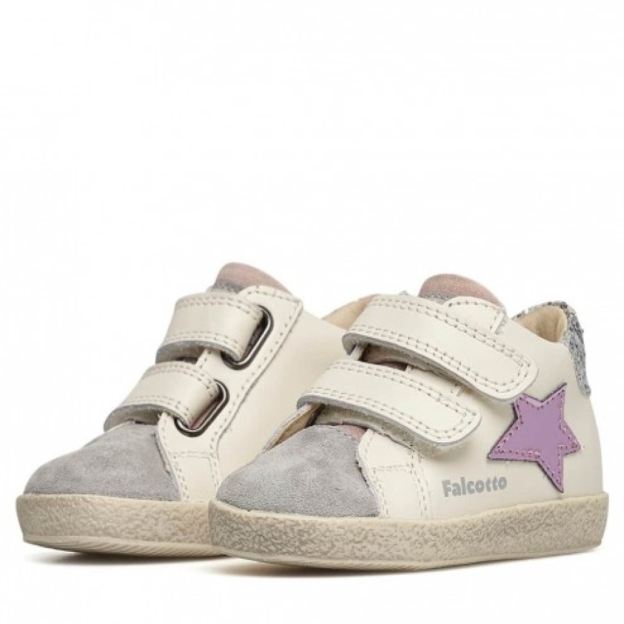 Girl FALCOTTO | Falcotto Alnoite High Vl - Leather And Suede Sneakers - Grey-White