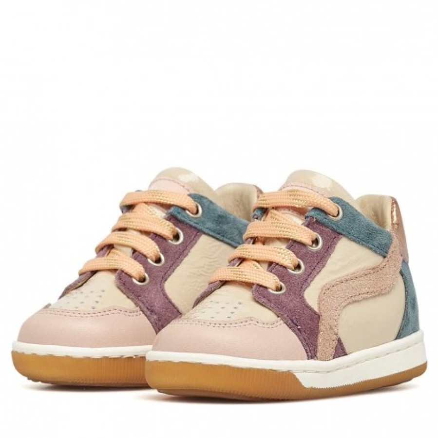 Girl FALCOTTO | Falcotto Abeia - Leather And Patent Leather Sneakers - Powder Pink-Mint