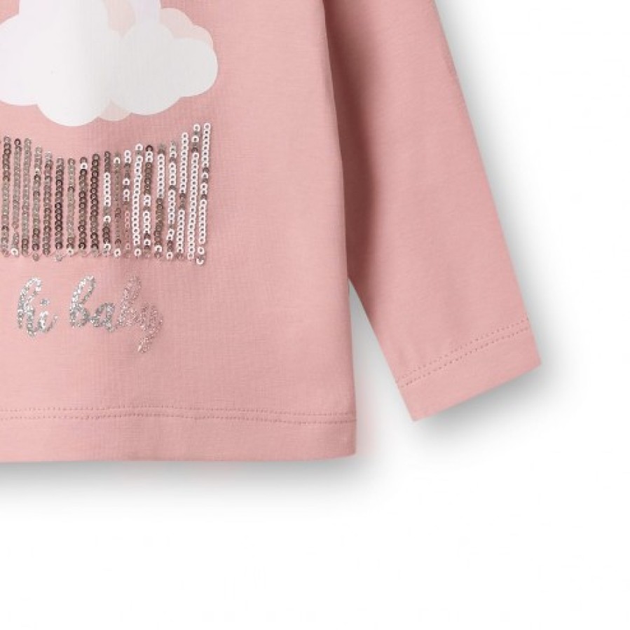 Girl FALCOTTO | Elsa - Long-Sleeve T-Shirt With Rhinestones - Powder Pink