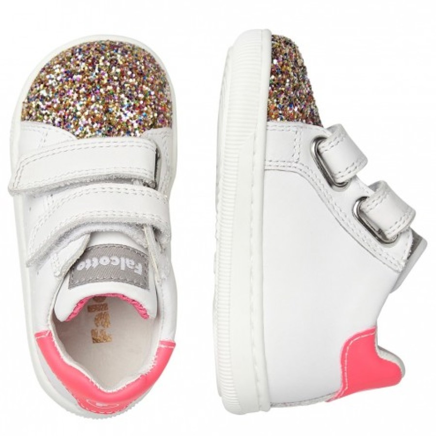 Girl FALCOTTO | Falcotto Kiner Vl - Leather Sneakers With Glitter - White-Fucsia