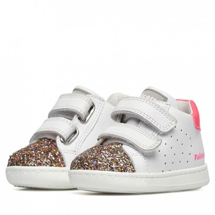 Girl FALCOTTO | Falcotto Kiner Vl - Leather Sneakers With Glitter - White-Fucsia