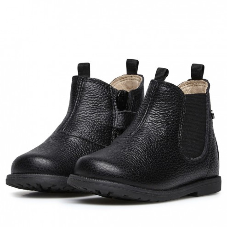 Girl FALCOTTO | Falcotto Winter Wood - Leather Beatle Boots - Black