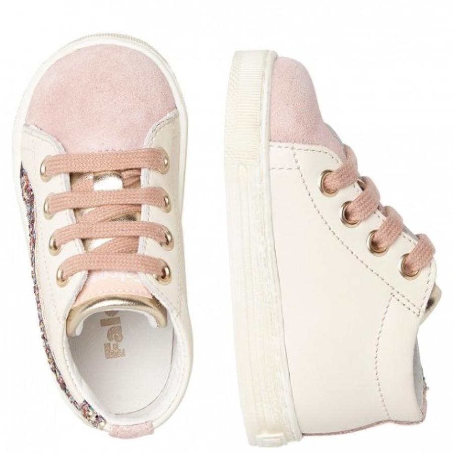 Girl FALCOTTO | Falcotto Pomko - Leather And Suede Sneakers - Platinum-Milk