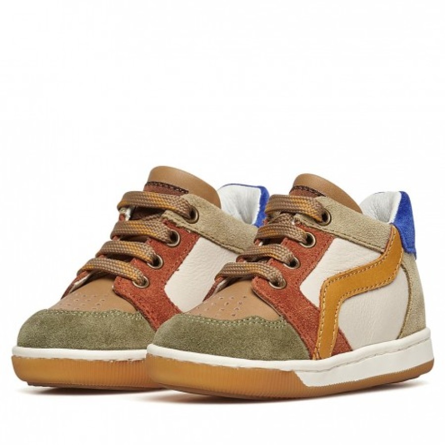 Boy FALCOTTO | Falcotto Abeia - Leather And Suede Sneakers - Beige-Army Green