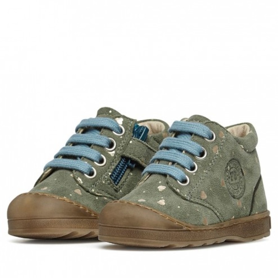 Girl FALCOTTO | Falcotto Labloom Zip - Suede Sneakers - Green-Light Blue