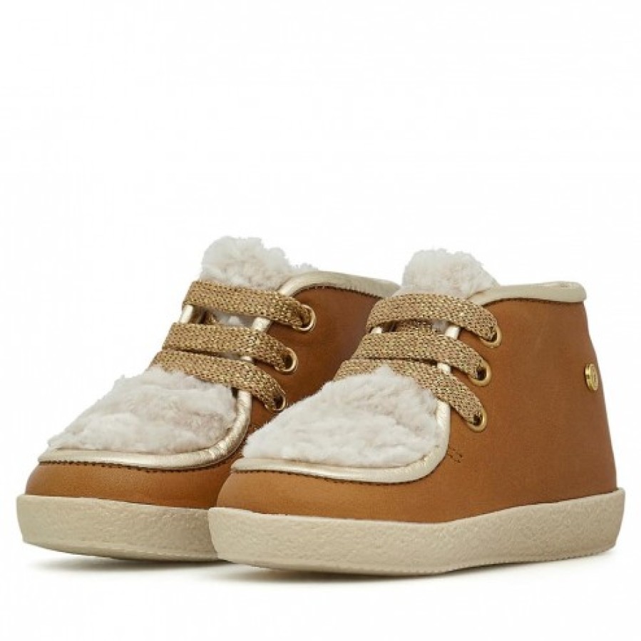 Girl FALCOTTO | Falcotto Elchi - Leather And Wool Sneakers - Cognac