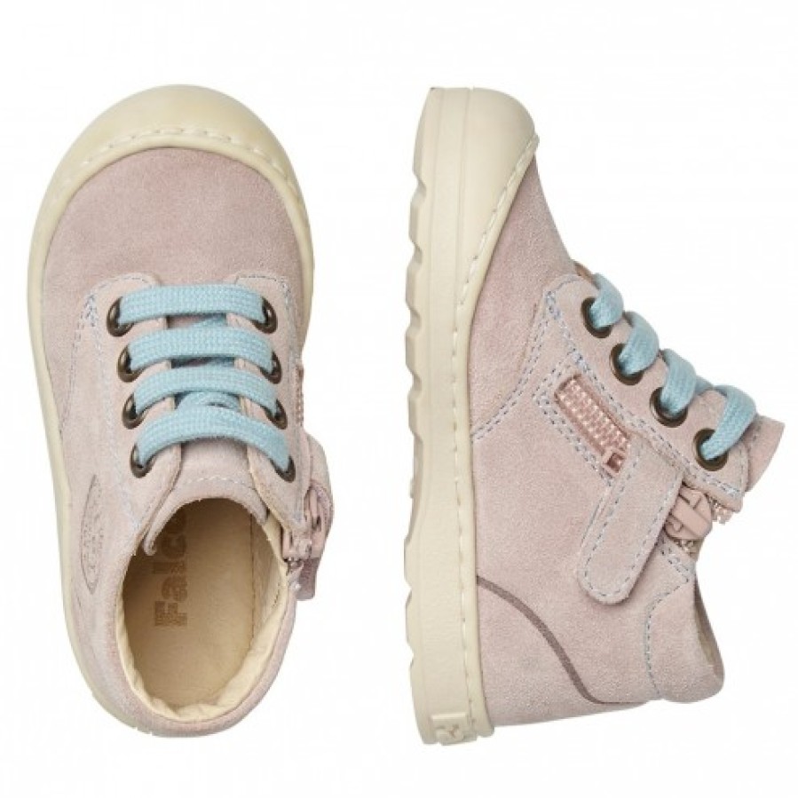 Girl FALCOTTO | Falcotto Labloom Zip - Suede Sneakers - Powder Pink-Light Blue