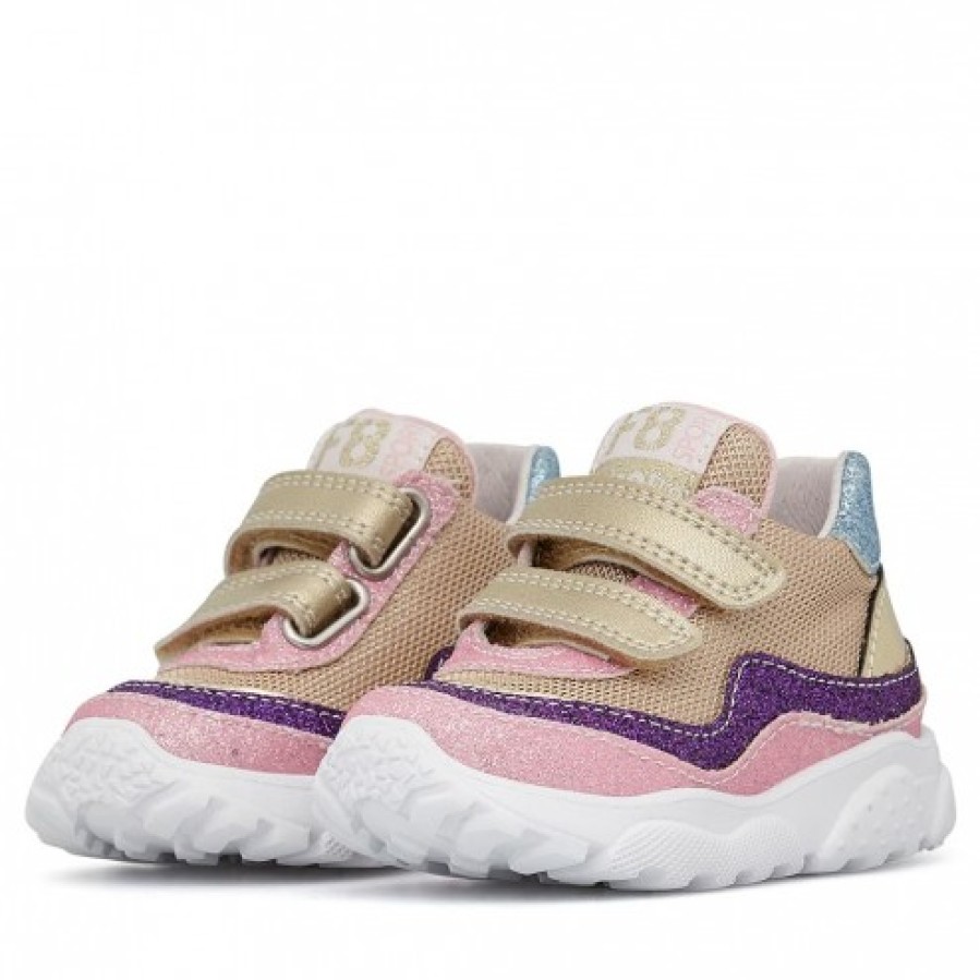 Girl FALCOTTO | Falcotto Amantea Vl. - Leather And Technical Fabric Sneakers - Pink-Platinum