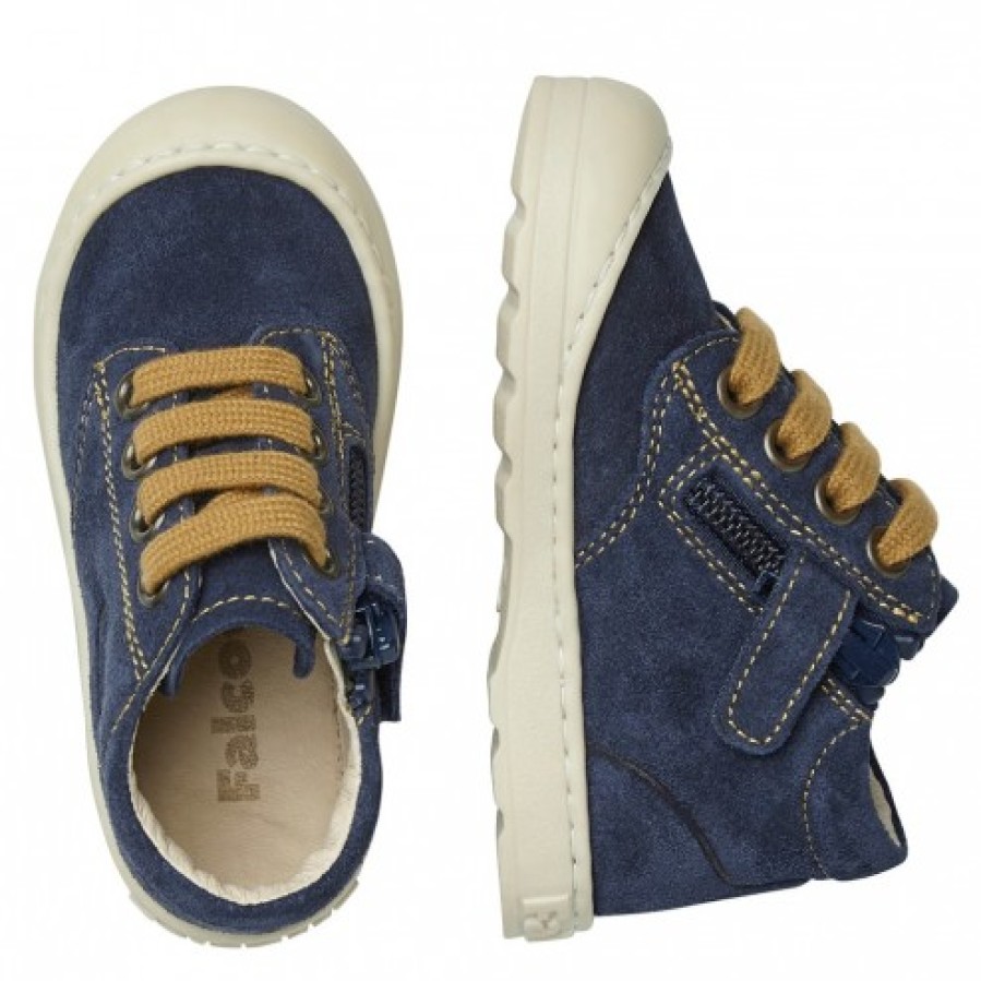 Boy FALCOTTO | Falcotto Labloom Zip - Suede Sneakers - Navy-Pumpkin