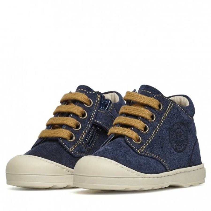 Boy FALCOTTO | Falcotto Labloom Zip - Suede Sneakers - Navy-Pumpkin