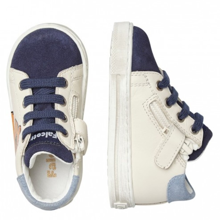 Boy FALCOTTO | Falcotto Filisi Zip - Leather And Suede Sneakers - Navy-Milk