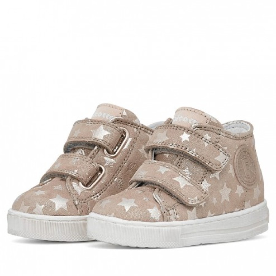 Girl FALCOTTO | Falcotto Michael - Suede Sneakers With Stars Print - Dove Grey