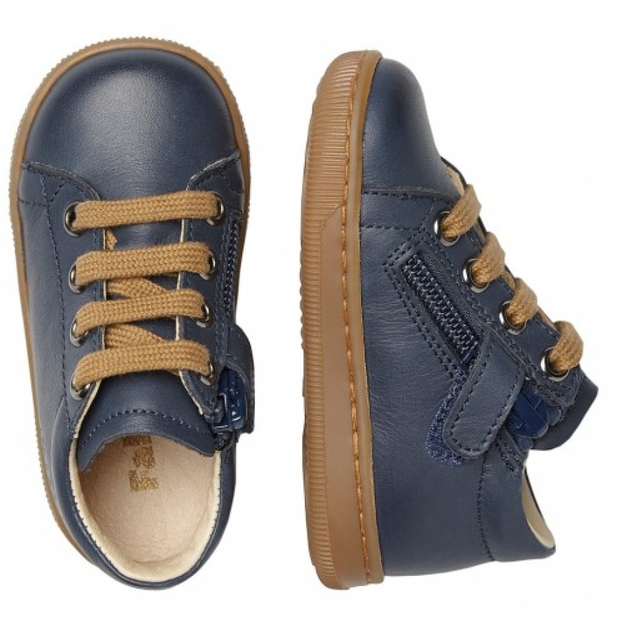 Boy FALCOTTO | Falcotto Jay Zip - Leather Sneakers - Navy