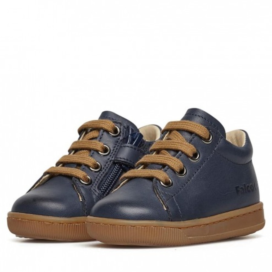 Boy FALCOTTO | Falcotto Jay Zip - Leather Sneakers - Navy