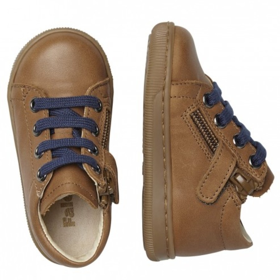 Boy FALCOTTO | Falcotto Jay Zip - Leather Sneakers - Cognac