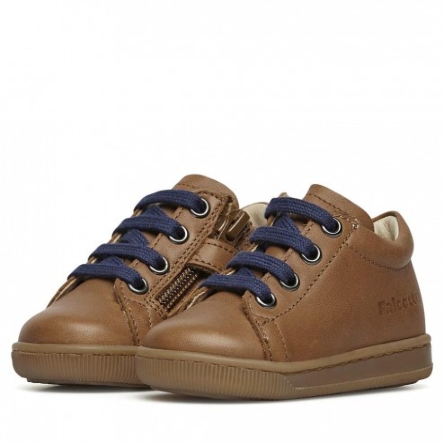 Boy FALCOTTO | Falcotto Jay Zip - Leather Sneakers - Cognac