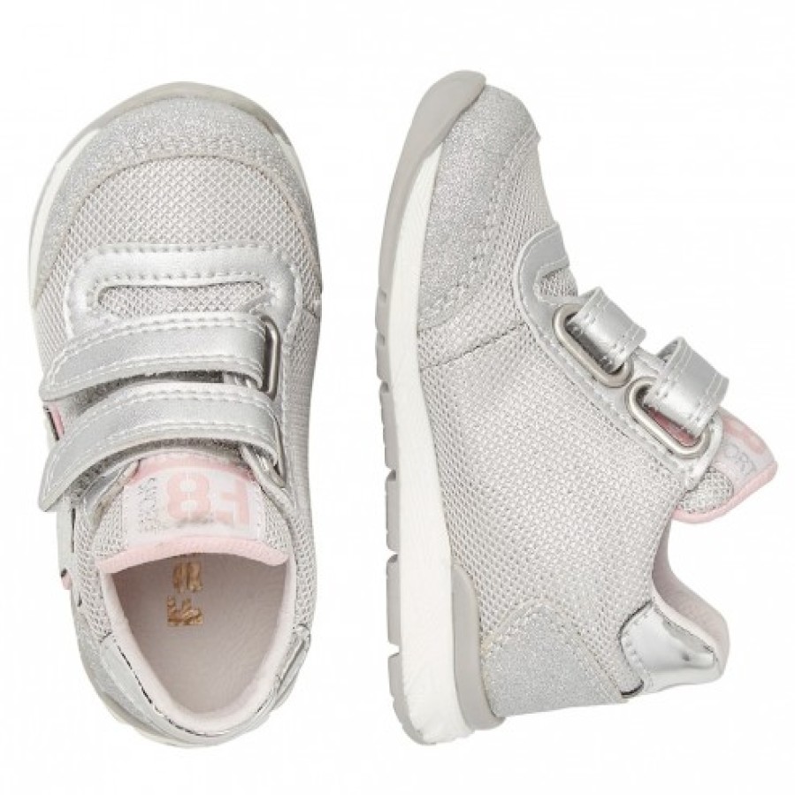 Girl FALCOTTO | Falcotto New Ferdi Vl. - Sporty Leather And Technical Fabric Sneakers - Silver