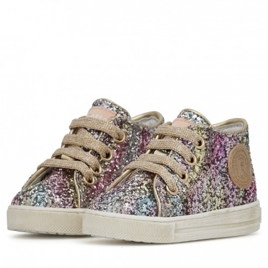 Girl FALCOTTO | Falcotto Magic - Leather Sneakers With Glitter - Platinum-Fucsia