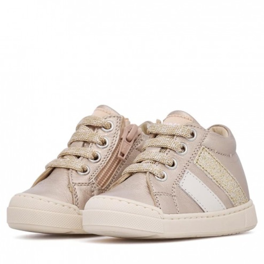 Girl FALCOTTO | Falcotto Gazer Zip - Leather Sneakers - Powder Pink