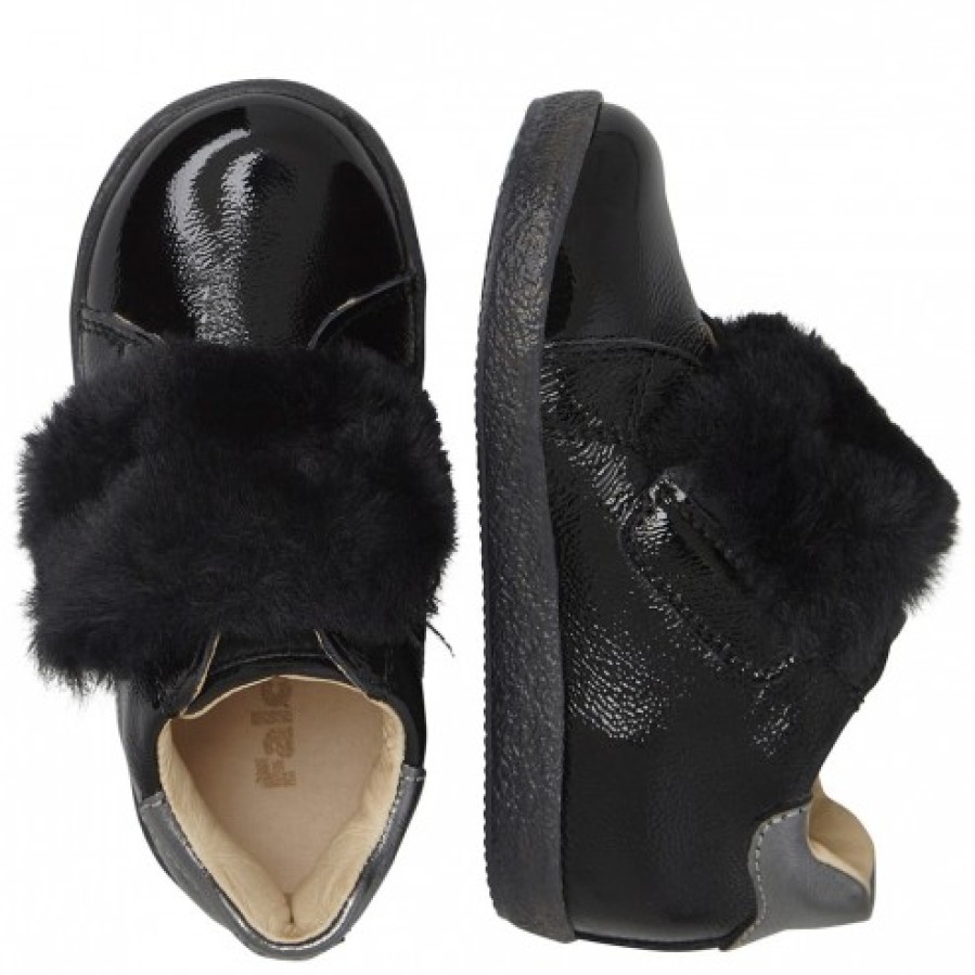 Girl FALCOTTO | Falcotto Cora - Leather Sneakers With Fur Detailing - Black