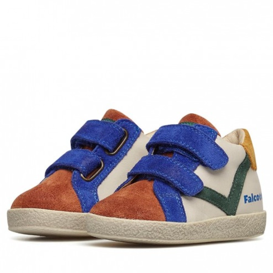 Boy FALCOTTO | Falcotto Panki Vl - Leather And Suede Sneakers - Blue-Off White