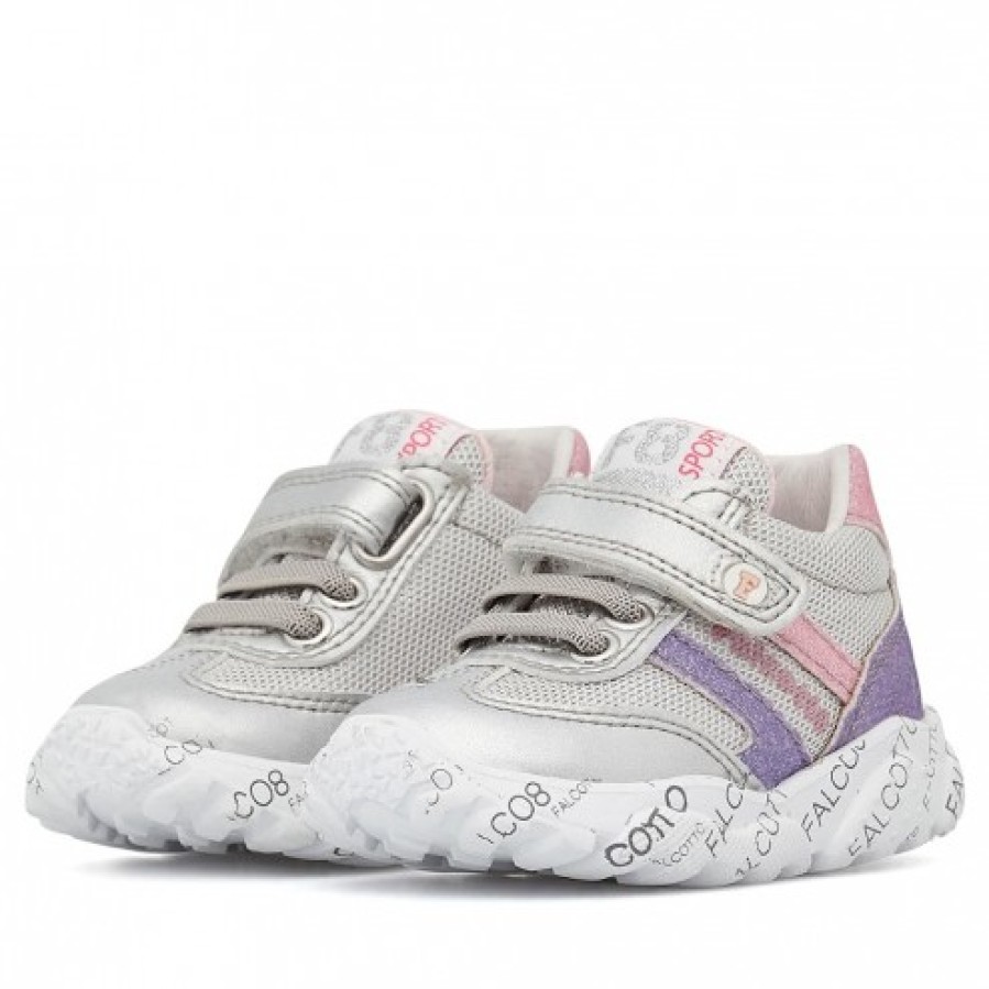 Girl FALCOTTO | Falcotto Amantea Elastic Vl. - Leather And Technical Fabric Sneakers - Silver