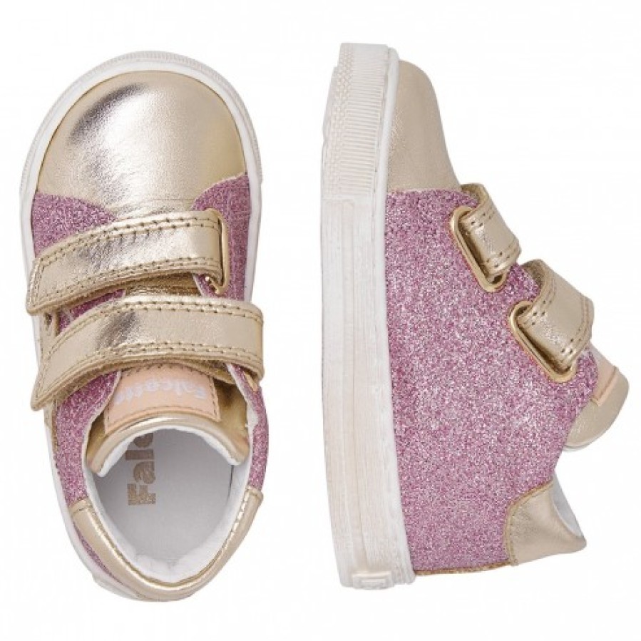 Girl FALCOTTO | Falcotto Sasha Vl - Leather Sneakers With Glitter - Pink-Platinum