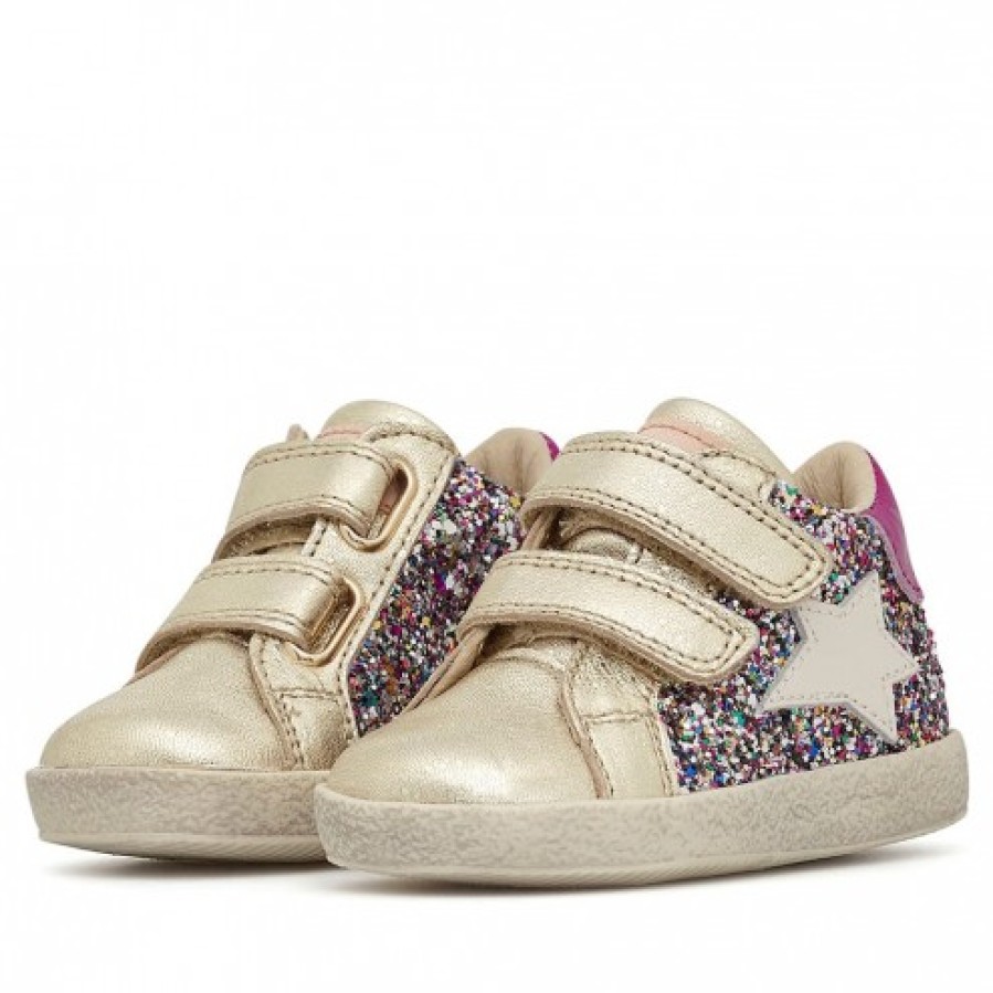 Girl FALCOTTO | Falcotto Alnoite High Vl - Leather Sneakers With Glitter - Platinum-Fucsia