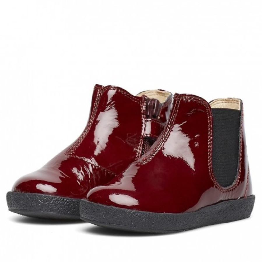 Girl FALCOTTO | Falcotto Calvin - Patent Leather Beatle Boots - Bordeaux