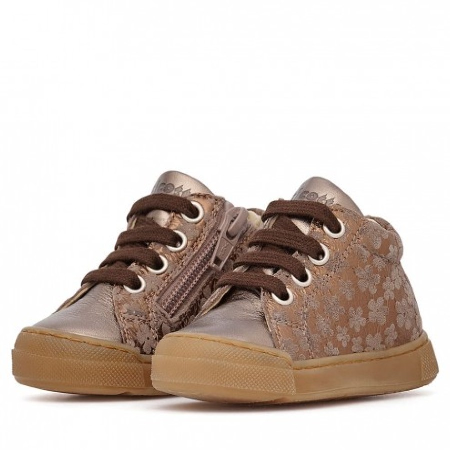 Girl FALCOTTO | Falcotto Snopes Zip - Leather And Suede Sneakers - Dove Grey