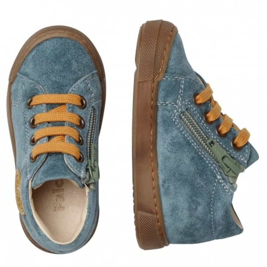 Boy FALCOTTO | Falcotto Alstro Zip - Suede Sneakers - Mint-Pumpkin