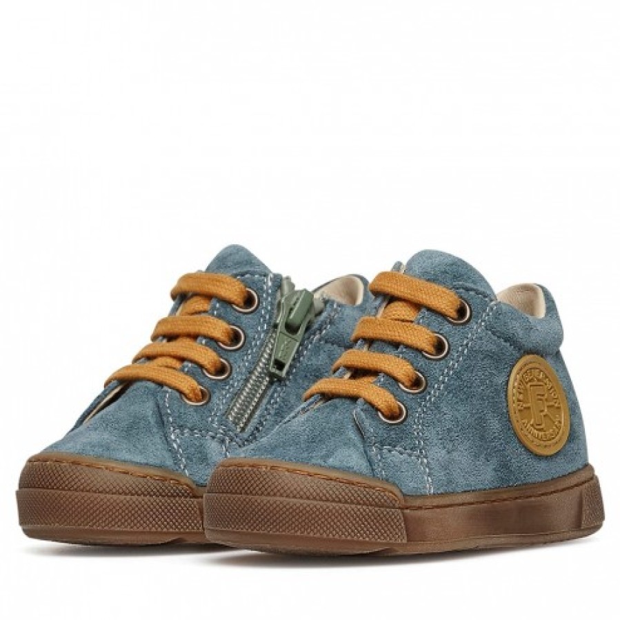 Boy FALCOTTO | Falcotto Alstro Zip - Suede Sneakers - Mint-Pumpkin