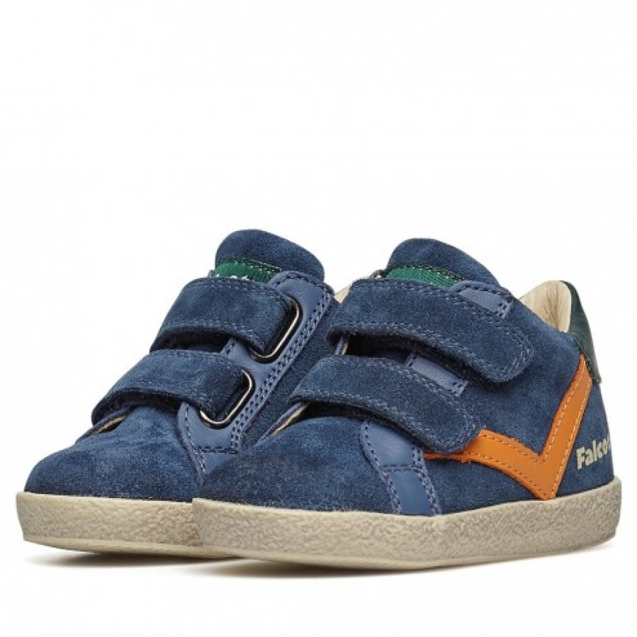 Boy FALCOTTO | Falcotto Panki Vl - Leather And Suede Sneakers - Blue-Orange