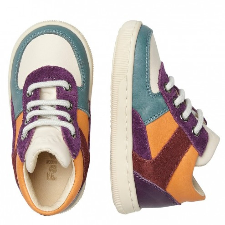 Girl FALCOTTO | Falcotto Nittiki - Leather And Suede Sneakers - Orange-Mint