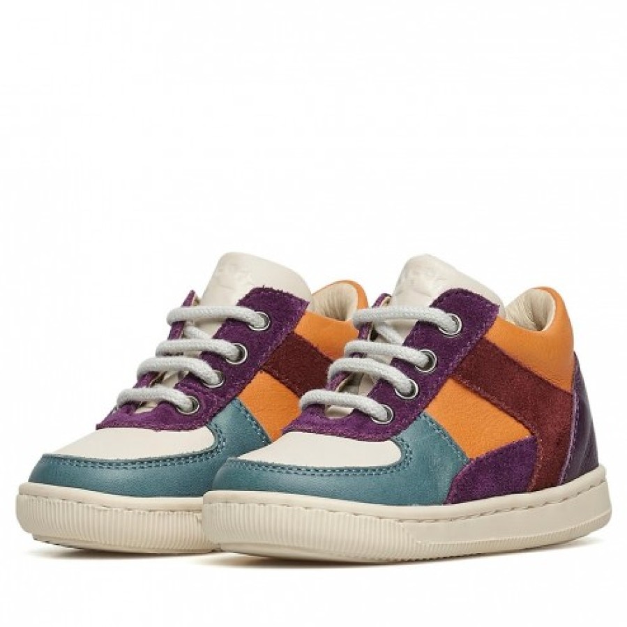 Girl FALCOTTO | Falcotto Nittiki - Leather And Suede Sneakers - Orange-Mint