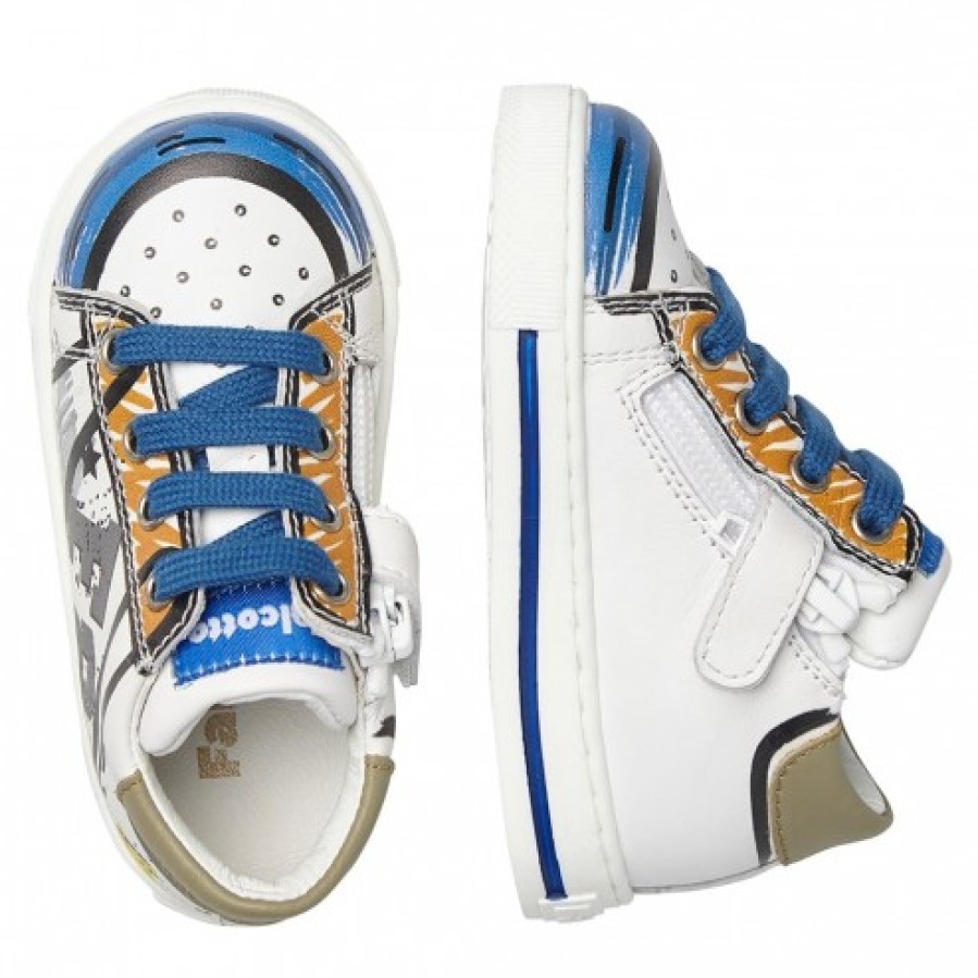 Boy FALCOTTO | Falcotto Flurriny Zip - Leather Sneakers - Blue-White