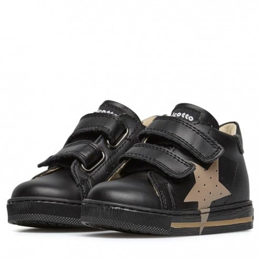 Girl FALCOTTO | Falcotto Venus Vl - Calfskin Sneakers With Colourful Maxi-Star Detail - Black