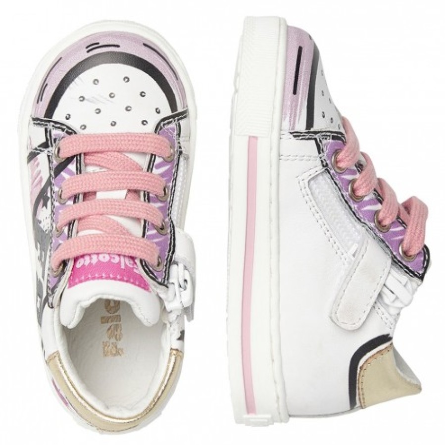 Girl FALCOTTO | Falcotto Flurriny Zip - Leather Sneakers - Pink-White