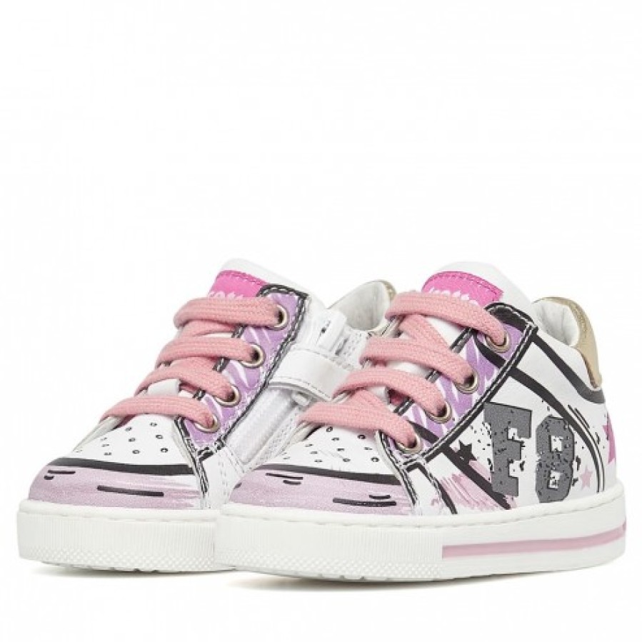 Girl FALCOTTO | Falcotto Flurriny Zip - Leather Sneakers - Pink-White