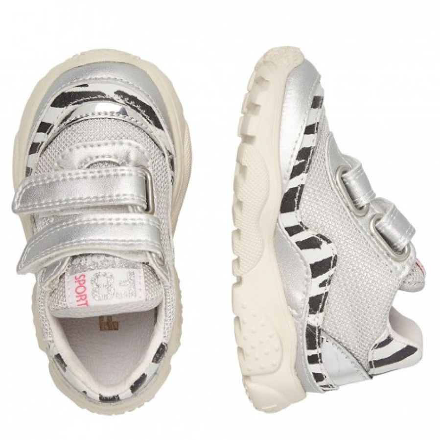 Girl FALCOTTO | Falcotto Amantea Vl. - Leather And Technical Fabric Sneakers - Silver