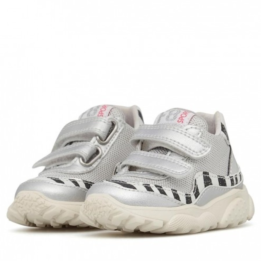 Girl FALCOTTO | Falcotto Amantea Vl. - Leather And Technical Fabric Sneakers - Silver