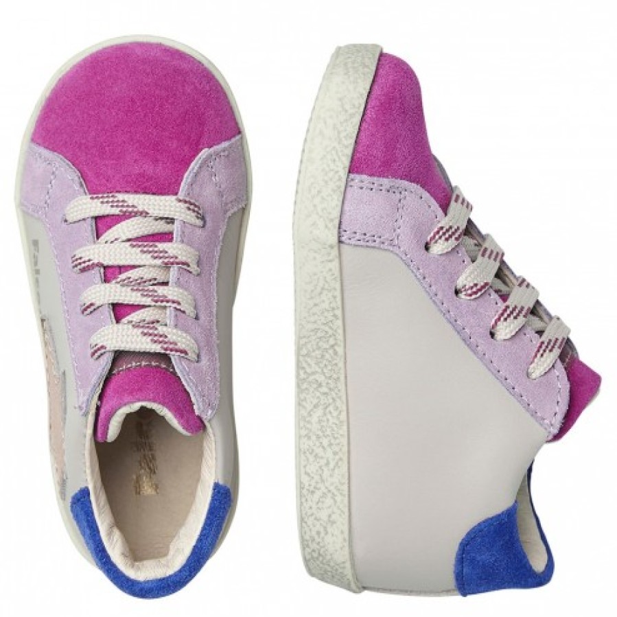 Girl FALCOTTO | Falcotto Alnoite High - Leather And Velour Sneakers - Powder Pink-Fuchsia