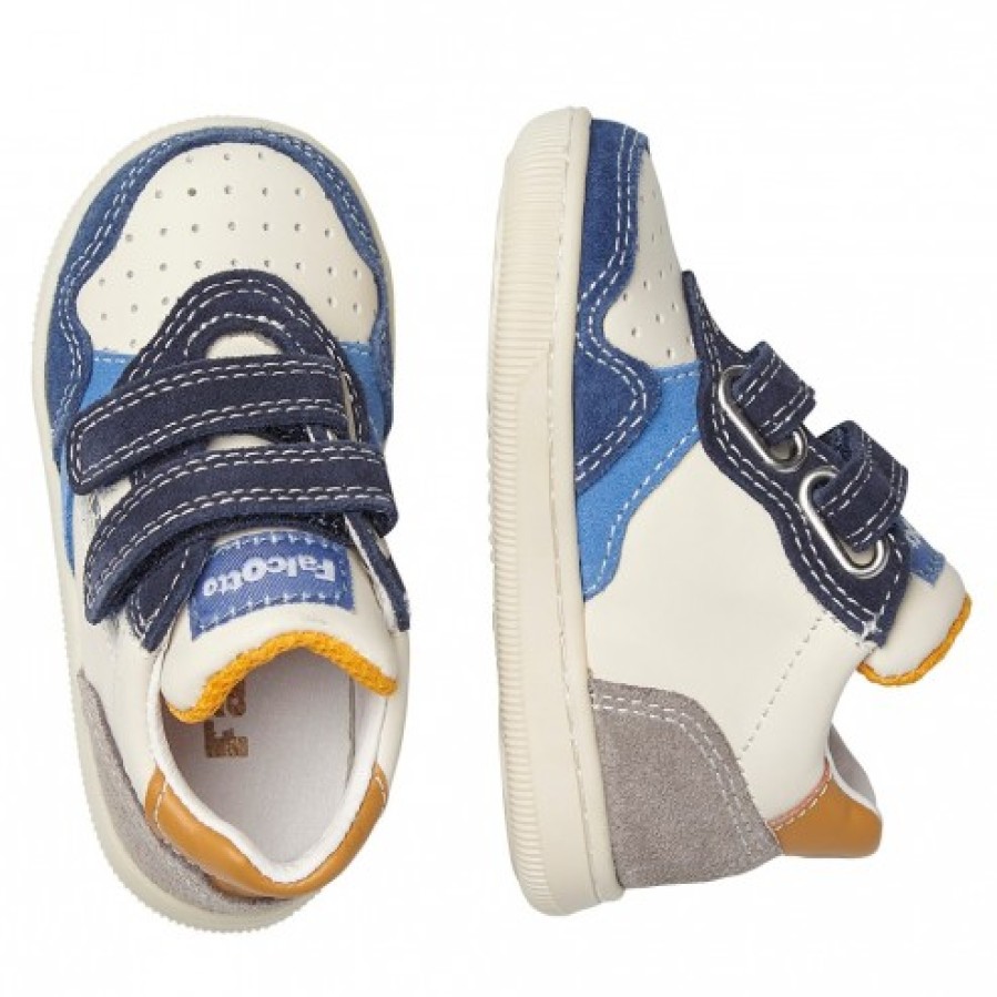 Boy FALCOTTO | Falcotto Klip Vl. - Leather And Suede Sneakers - White-Light Blue