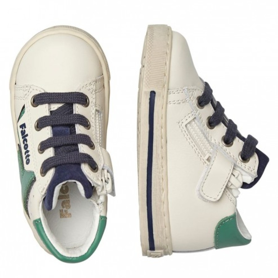 Boy FALCOTTO | Falcotto Solsal Zip - Leather Sneakers - White-Green