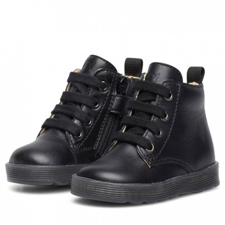 Girl FALCOTTO | Falcotto Arawn - Lace-Up Calfskin Ankle Boots - Black