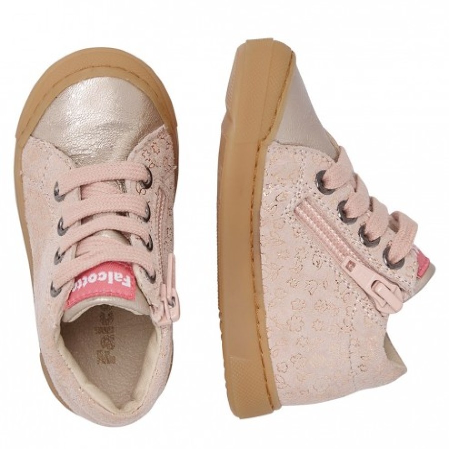 Girl FALCOTTO | Falcotto Snopes Zip - Leather And Suede Sneakers - Powder Pink